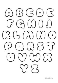 the alphabet is outlined in black and white