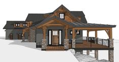 this is an image of a house plan with porches and covered front porchs