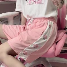 Color: Pink,Purple,Apricot Size:One Size（Waistline 65-104cm,length 45cm） Purple Cute, Cute Peach, Peach Shorts, Soft Girl Outfits, Egirl Outfits, Girl Shorts, Rose Beige, Kawaii Fashion Outfits, Indie Outfits