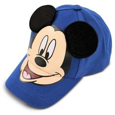 a blue mickey mouse hat with black ears