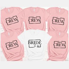 the bride and groom shirts are shown in pink