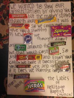 a letter to someone who is selling candy