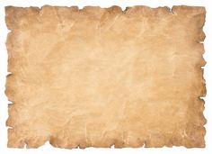 an old piece of parchment paper with torn edges on a white background, top view