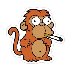 Decorate laptops, Hydro Flasks, cars and more with removable kiss-cut, vinyl decal stickers. Glossy, matte, and transparent options in various sizes. Super durable and water-resistant. He’s taking another puff! Lionel Hutz, Monkey Stickers, Monkey Design, Cartoon Tattoos, Meme Stickers, Animal Stickers, Aesthetic Stickers, Printable Stickers