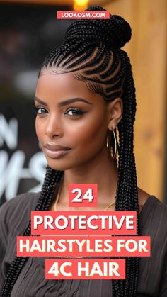 24 Protective Hairstyles for 4C Hair: Keep Your Curls Healthy and Stylish Cornrow Hairstyles On Natural 4c Hair, Cornrows In The Front Knotless In The Back, Cornrow Half Up Half Down Black Women, Protective Braiding Hairstyles, Hairstyles That Protect The Hairline, Scalp Braid Hairstyles For Black Women, Protective Hair Styles For Natural Hair, Elegant Cornrow Hairstyles, Hairline Protective Hairstyles