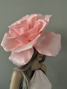 Pink Handmade Flowers Hat For Kentucky Derby, Pink Kentucky Derby Costume Hat With Handmade Flowers, Pink Kentucky Derby Hat With Handmade Flowers, Flower Hat, Rose Headpiece, Rose Costume, Giant Roses, Beauty And The Beast Costume, Beast Costume