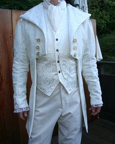 French Steampunk wedding frock coat. Steampunk Wedding Themes, White Steampunk, Steampunk Hats, Male Steampunk, Pirate Wedding, Wedding Frocks, Outfit Reference, Steampunk Couture, White Goth