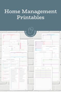 the ultimate guide to home management printables on a white brick wall with text overlay