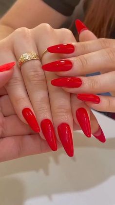 22 Cherry Red Nails 2025: Trendy Designs That Will Transform Your Look This Year - divagaze.com Cherry Red, Red Nails, Acrylic Nails, Nails, Red, Design