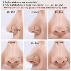 different views of the nose showing how to adjust it's size and position for each individual