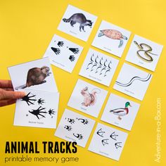 an animal tracks printable memory game for toddlers to practice counting and matching numbers