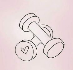 a drawing of two dumbbells with a heart drawn on the front and back