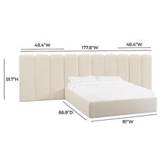 the measurements for a bed with headboard and foot board are shown in this image