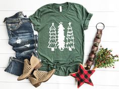 Rustic Christmas Trees, Dance Fundraisers, Christmas Attire, Shirts Ideas, Winter Shirts, Rustic Christmas Tree