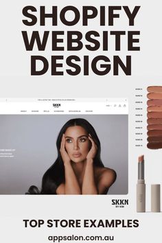 an image of a website page with the words shopify website design written below it