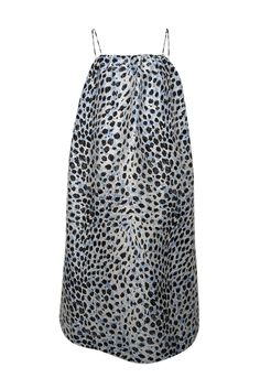 Current Boutique-Ganni - Blue & Black Leopard Jacquard Shift Dress Sz 6 Silk Shift Dress, Sleeveless Pullover, Jacquard Pattern, Fabulous Dresses, Black Leopard, Printed Midi Dress, Curator Style, Pullover Styling, Day Dresses