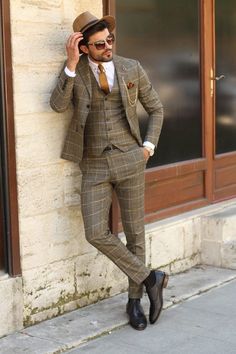 Plaid Suit Men, Green Suit Men, Clothes Combination, Stylish Mens Suits, Suit Ideas, Wedding Clothing