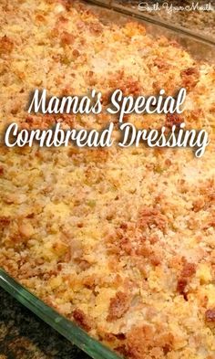 Mama’s Special Cornbread Dressing! My family's recipe for turkey dressing made with Southern cornbread AND herb stuffing for a Thanksgiving side dish everyone will love. Thanksgiving Corn Bread, Southern Thanksgiving Recipes, Cornbread Stuffing Recipes, South Your Mouth, Dressing Recipes Cornbread