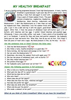 a recipe for breakfast is shown in the form of an adult question sheet, with pictures of eggs and meats on it