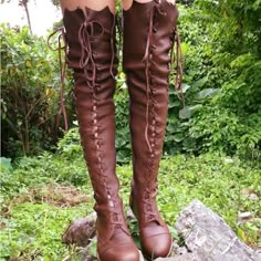 Clockwork Fairy' Over Knee High Boots In Milk Chocolate Size 7.5 Never Been Worn! They Are The First Color (Darker Brown). Message For More Pictures. Armor Boots, Over Knee High Boots, Medieval Boots, Leather Boots For Women, Elf Boots, Fairy Shoes, Fair Outfits, Boots Ideas, Elf Clothes