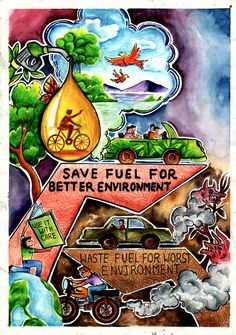 a poster with the words save fuel for better environment