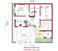 the ground plan for a home with two car garages and an attached living area