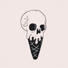 an ice cream cone with a skull on it