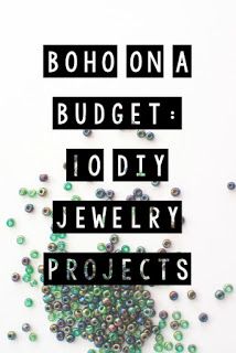 the words boho on a budget 101 diy jewelry projects are surrounded by beads