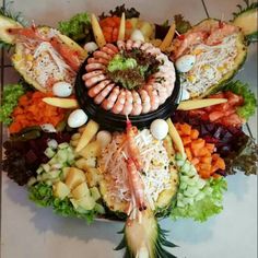 a platter filled with different types of food