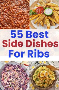 the top five side dishes for ribs with text overlay that reads, 5 best side dishes for ribs