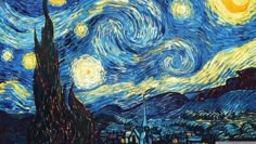 the starry night is shown in this painting