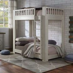 Cedro Bunk Bed - Ornate Home White Wooden Bunk Beds, Contemporary Bunk Beds, Bed Weather, Twin Over Twin Bunk Bed, Bottom Bunk, Wooden Bunk Beds, Wood Bunk Beds, Twin Bunk Bed, Box Springs