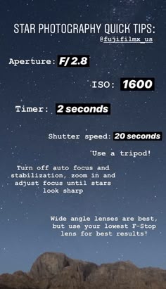 an iphone screen showing the time and date for shooting stars in the night sky with mountains behind it