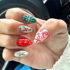 Christmas Nail Inspo, Long Red Nails, Festive Manicure, Latest Nail Designs, Christmas Nails Easy, Seasonal Nails, Nail Art Pen, Almond Acrylic Nails, Thanksgiving Nails