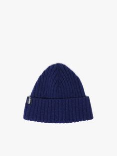 Dark blue lambswool Billie wool beanie hat from MACKINTOSH featuring ribbed knit, logo tag and turn-up hem. Blue Hat Aesthetic, Hat Aesthetic, Knit Logo, Wool Beanie, Logo Tag, Blue Hat, Blue Wool, Ravenclaw, Beanie Hat