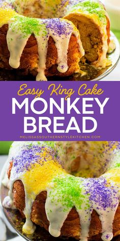 Celebrate Mardi Gras with the fun and flavorful Easy King Cake Monkey Bread! Simple to make and bursting with the same festive flavors as a classic king cake, this pull-apart dessert is perfect for parties or family gatherings!