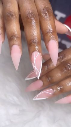 Trendy Almond Acrylic Nails, Curved Almond Nails, Hybrid Gel Nails Ideas, Almond Style Nails, Nude Stiletto Nail Designs, Single Nail Design, Almond Nails Black Women, Pink Coffin Nail Ideas, Nude Stiletto Nails