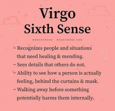 a pink poster with the words virgo sixth sense