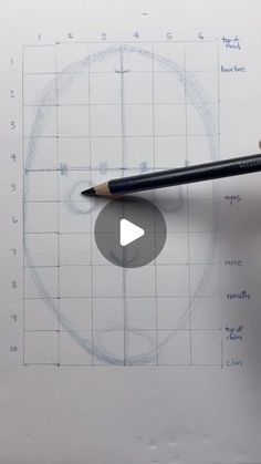 a pencil drawing a face on top of a sheet of paper