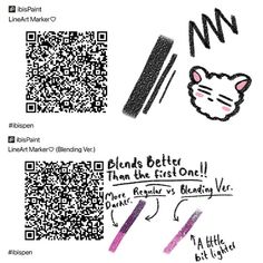 some type of qr code on a white paper with black and pink inks