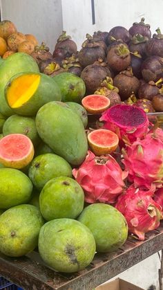 there are many different types of fruit on the table