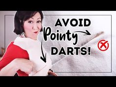 a woman in red and white dress holding onto a pillow with the words avoid pointy darts on it