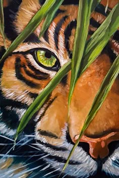 'I'm Watching You!' - Tiger Painting How To Paint A Tiger Face, Tiger Painting, Simple Acrylic, Beautiful Art Paintings, Soyut Sanat Tabloları, Painting Art Lesson, Nature Art Painting, Beginner Painting