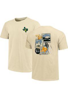 Let everyone know who you root for in this Baylor Bears Yellow Campus Polaroids Short Sleeve T-Shirt! This Baylor Short Sleeve Tee features a screen print team name on left chest with screen print team graphic on center back. Cute Club Shirt Designs, Simple Graphic T-shirt Design, College Club Shirt Designs, College Shirt Design Ideas, Vintage Sports Shirt Design, 70s Shirt Design, Frat T Shirt Design, College Graphic Tees, University T Shirt Design Ideas