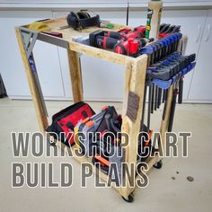 a work bench with tools on it in a garage or repair shop, ready to be used as a tool rack