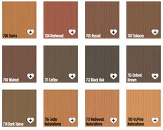 the different shades of wood that are available in various sizes and colors, including red, brown