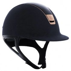 the helmet is black and has gold trims on the side, while it's made