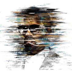 a man with glasses and a beard is shown in this artistic photo, which appears to be distorted