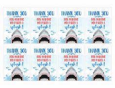 shark thank cards with the words thank you for having a great time in the water