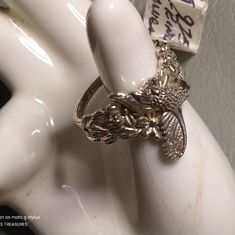 Sterling Ring With An Extremely Vivid, Hummingbird, With Flowers Motif. Big, Vizible Bird And Larger Flowers. Size 8. (R-11) Hummingbird Ring, Hummingbird With Flowers, Silver Halo Ring, Diamond Wrap Ring, Princess Diamond Ring, Big Stone Ring, Hummingbird Flowers, Couples Ring Set, Silver Diamond Ring